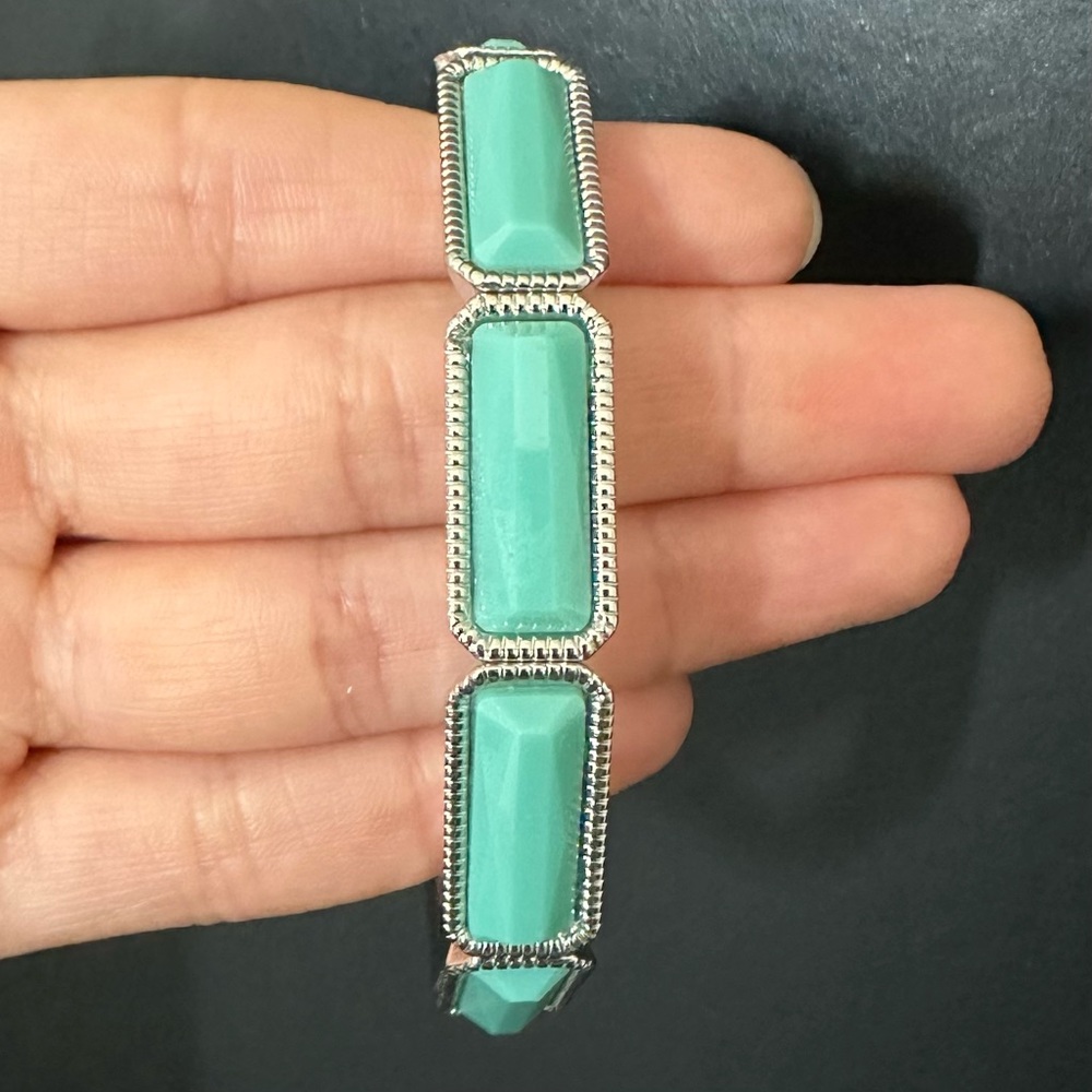 Teal and silver statement bracelet